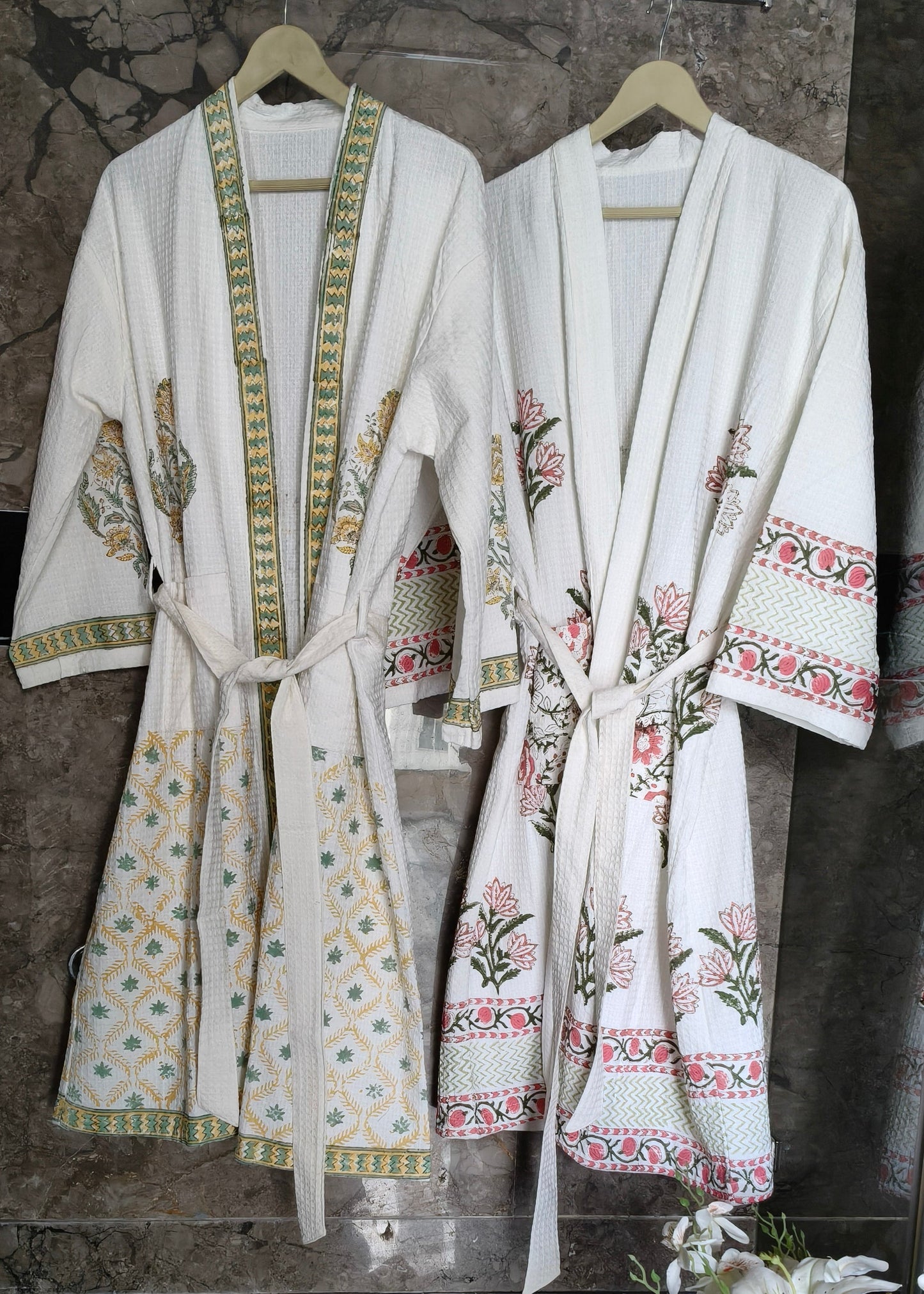 White and Green bathrobe