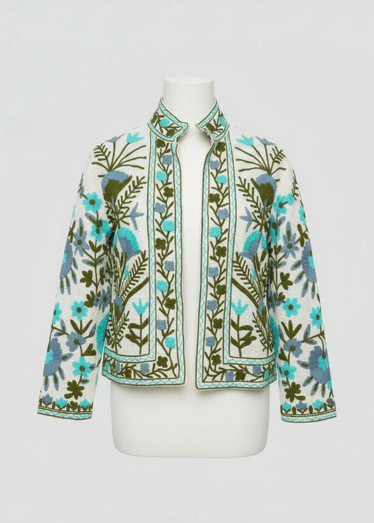 Blue and Green Embroidered Jacket