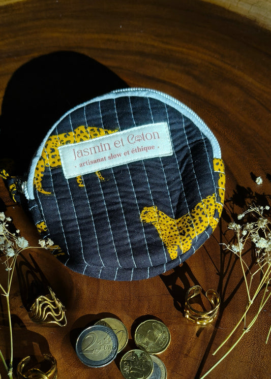 Black Leopard Coin Bag