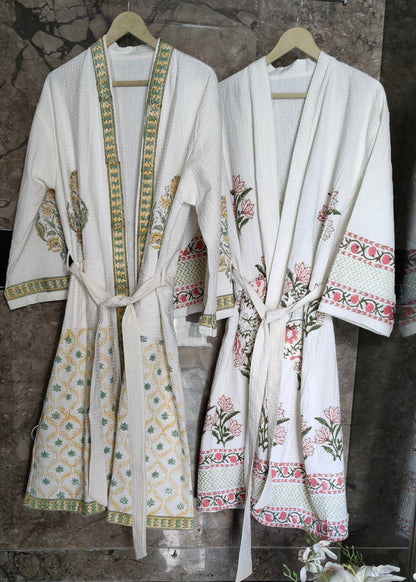 White and Green bathrobe