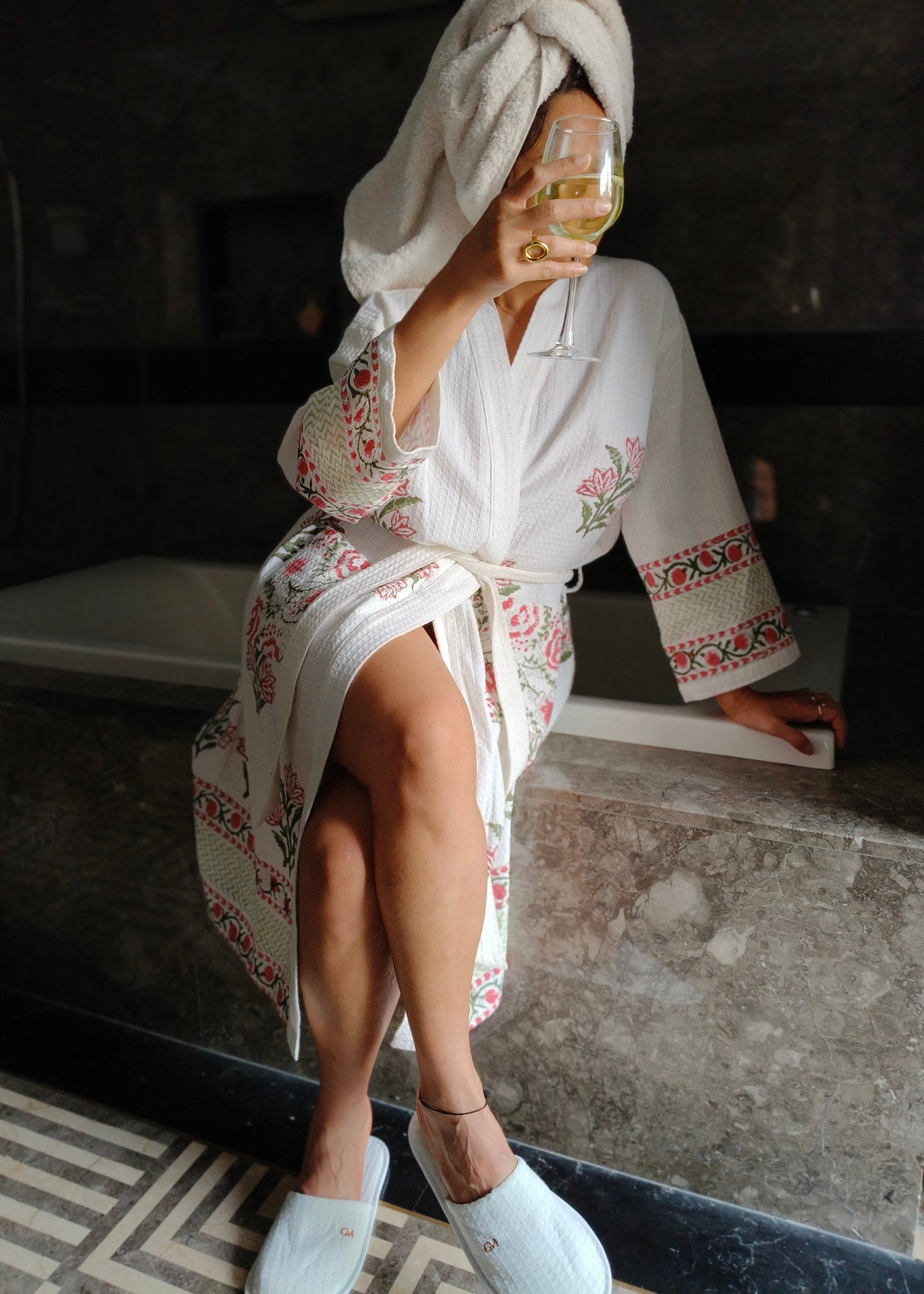 White and Red Bathrobe