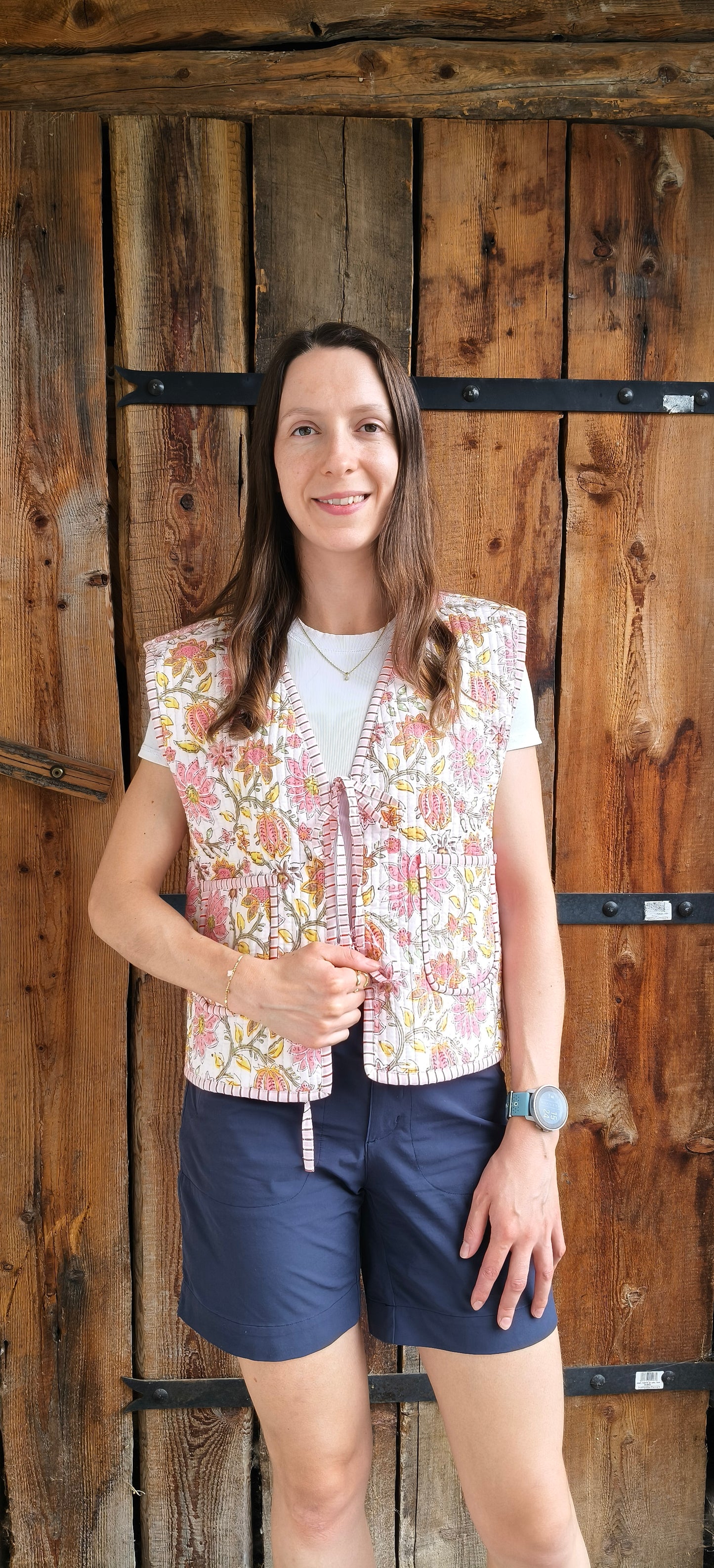 Pink Flower Sleeveless Jacket