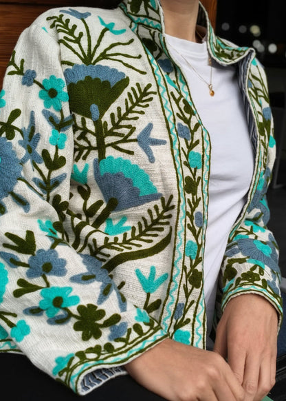 Blue and Green Embroidered Jacket