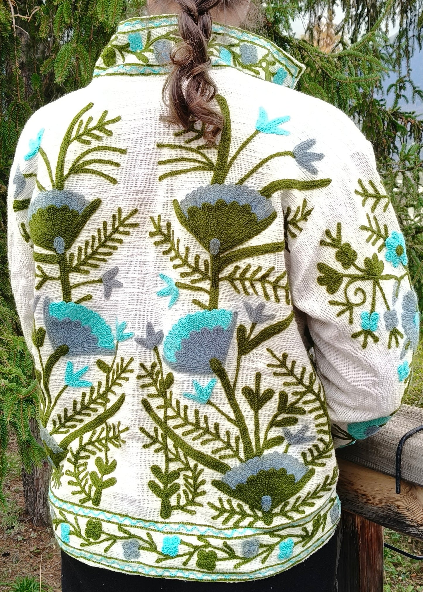 Blue and Green Embroidered Jacket
