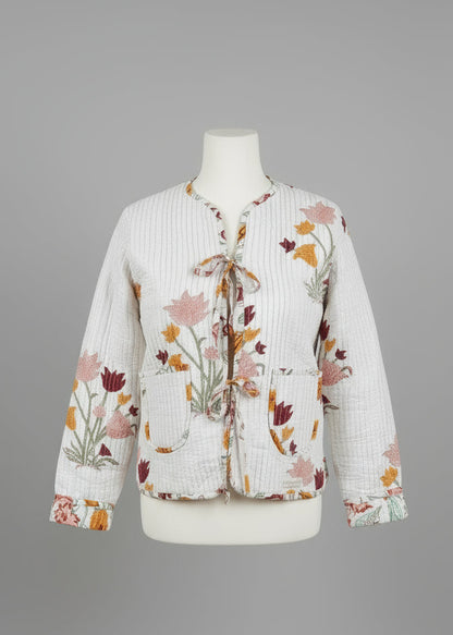 White Lurex Flowers Jacket