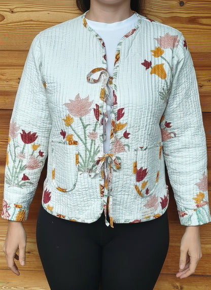 White Lurex Flowers Jacket