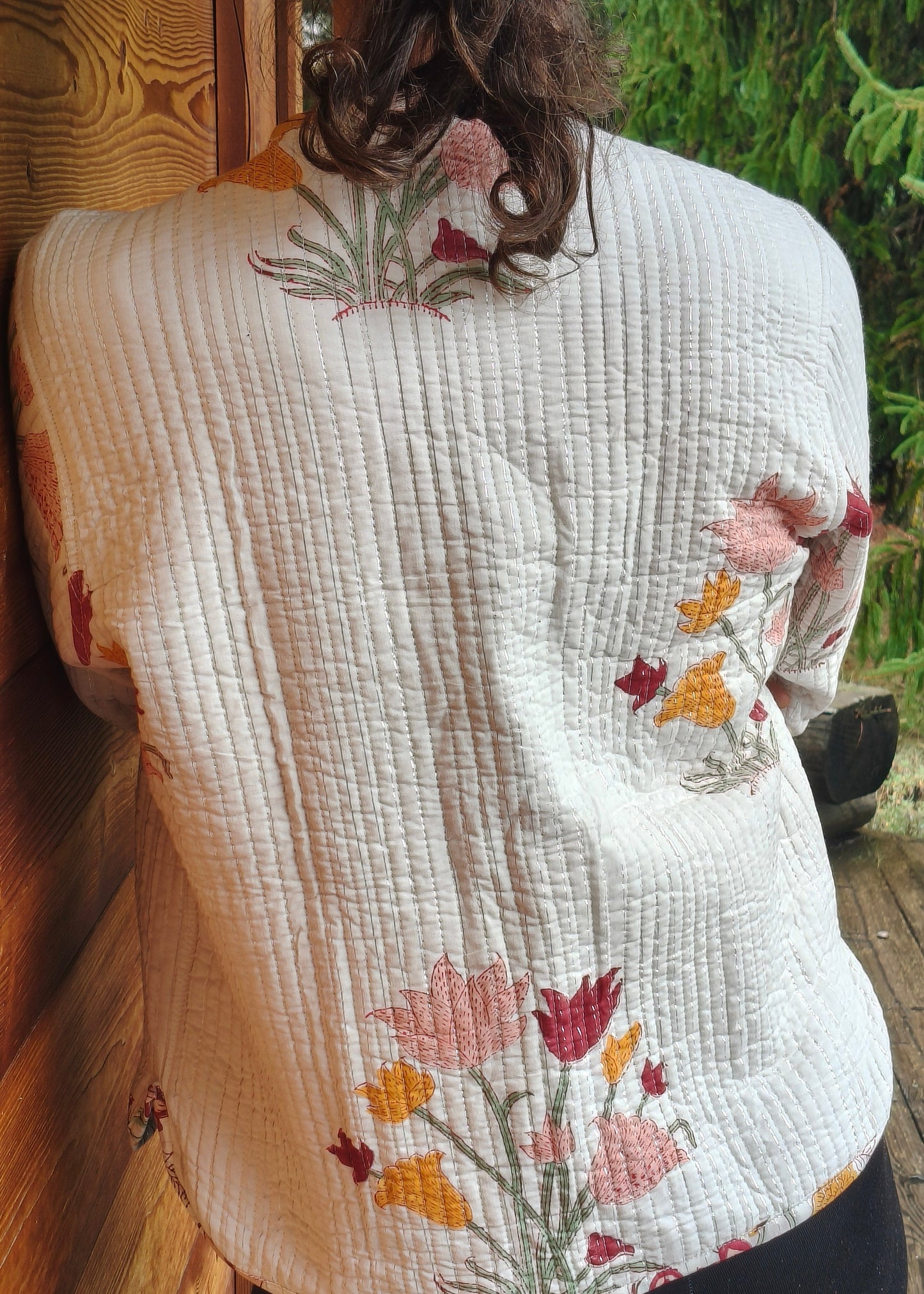 White Lurex Flowers Jacket