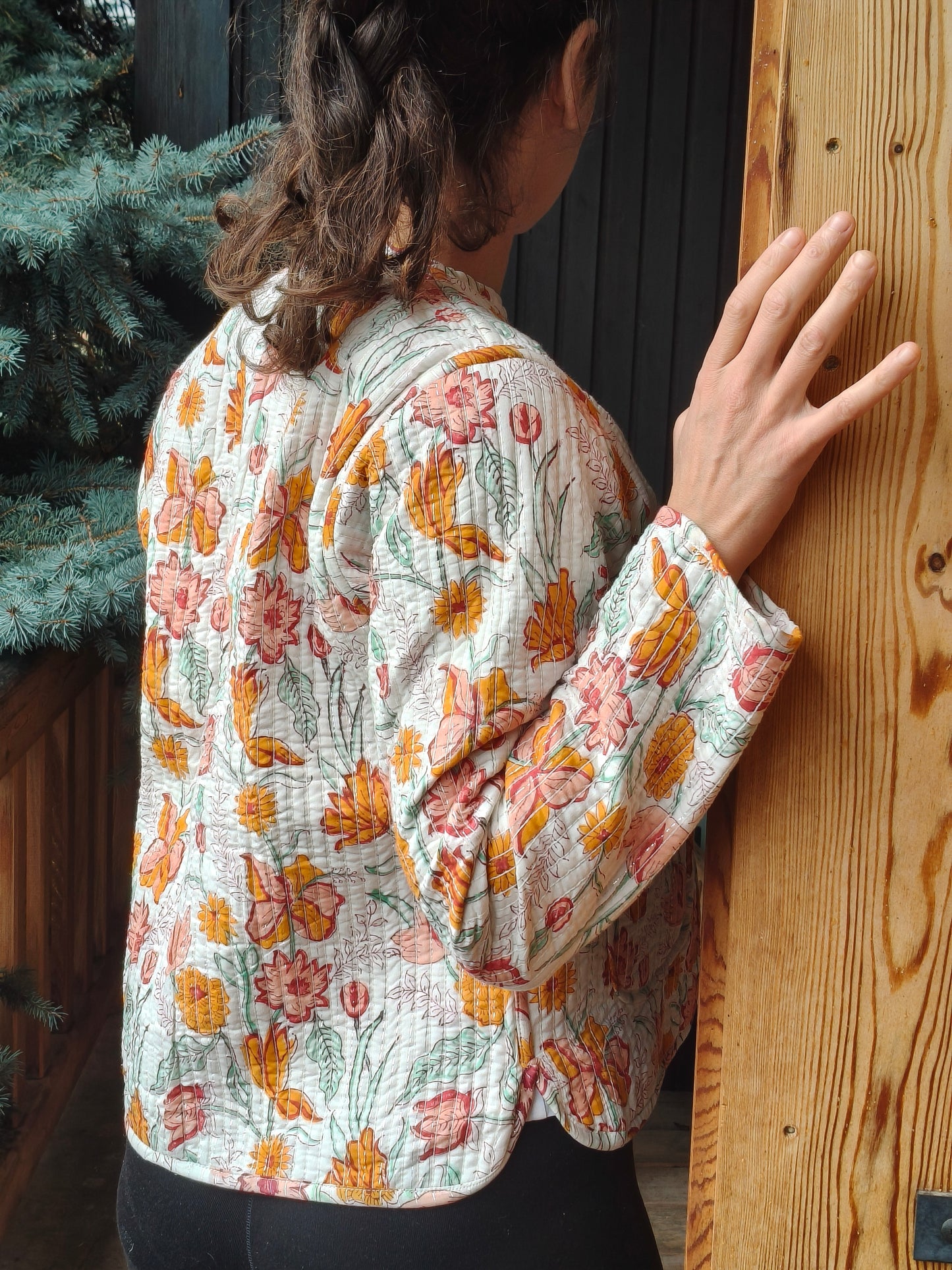 White Lurex Flowers Jacket