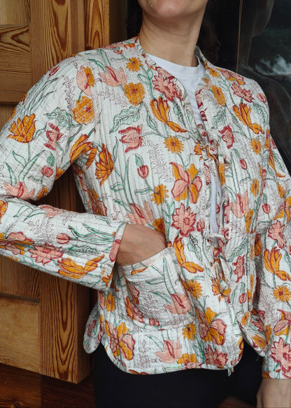 White Lurex Flowers Jacket