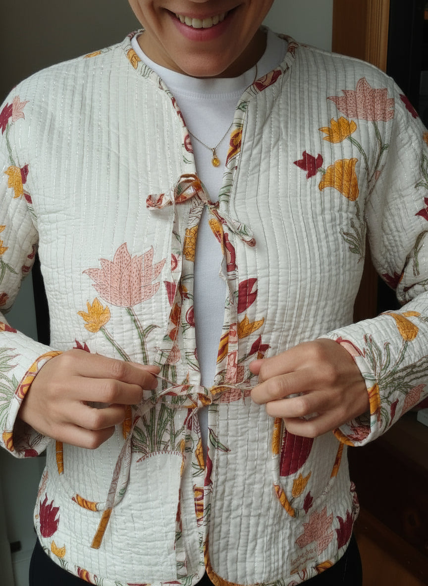 White Lurex Flowers Jacket