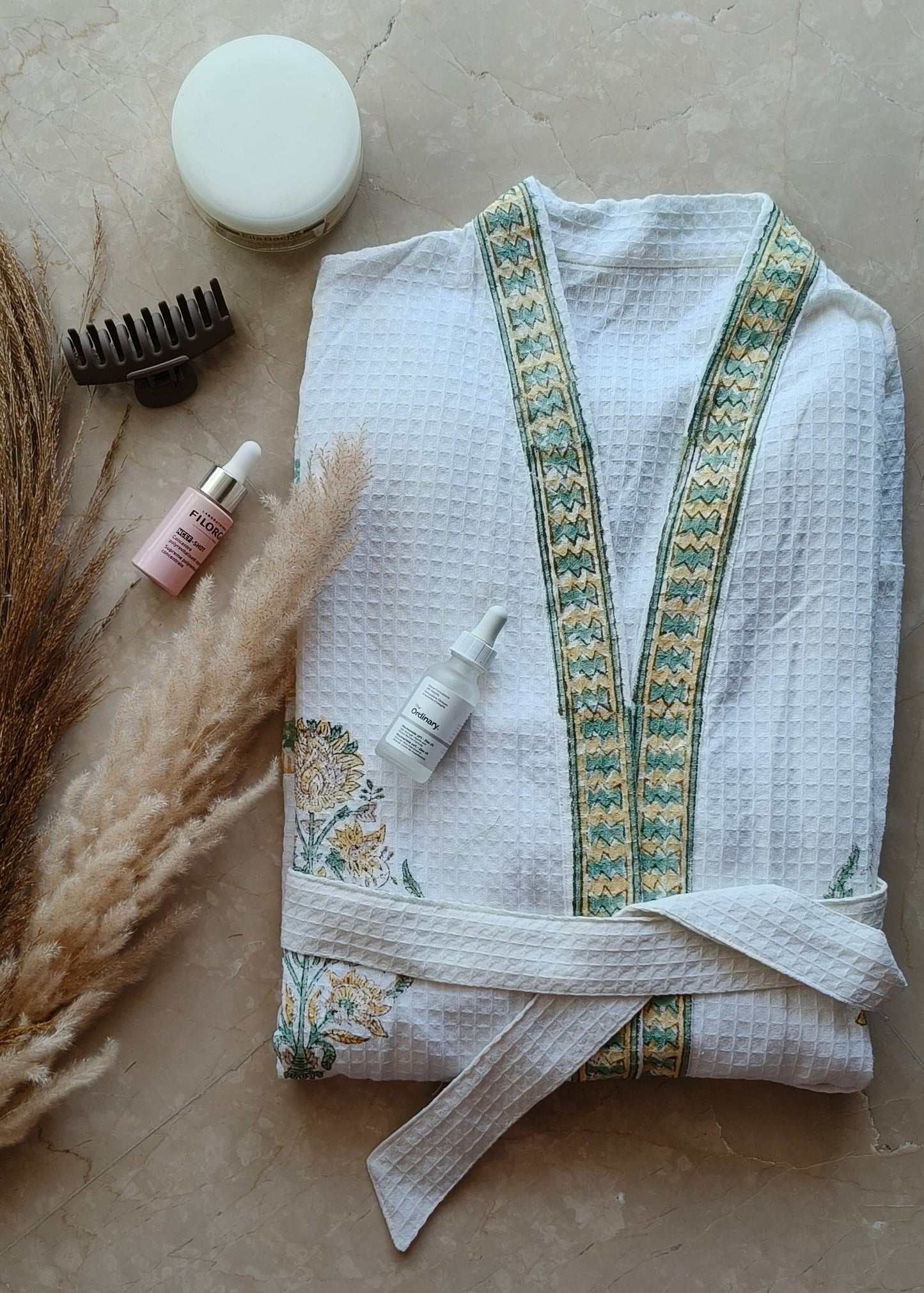 White and Green bathrobe