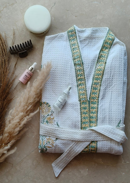 White and Green bathrobe