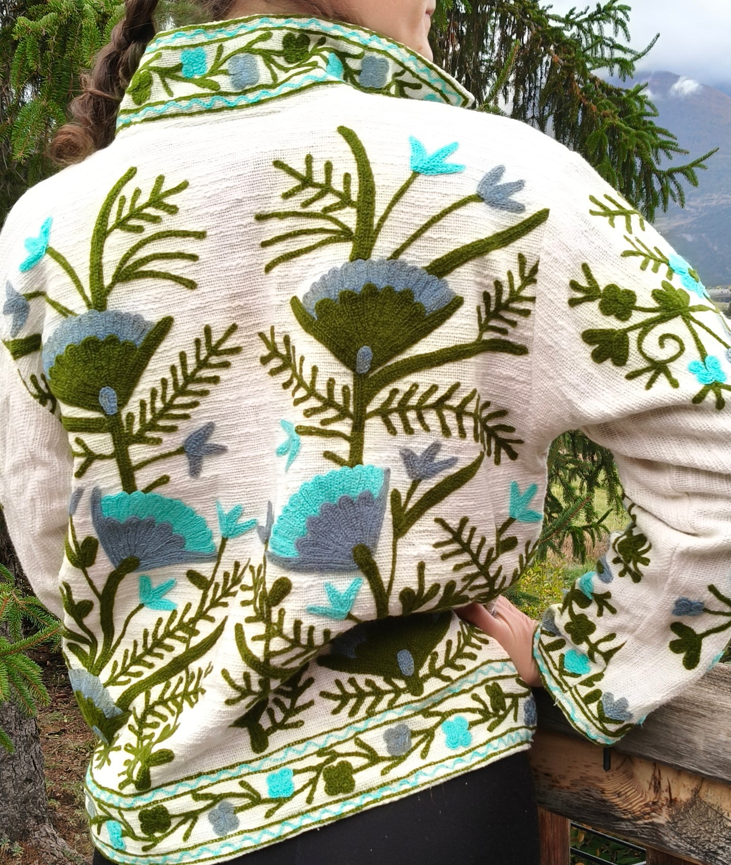 Blue and Green Embroidered Jacket